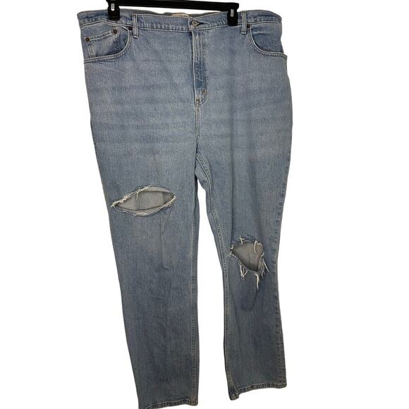 Abercrombie & Fitch Curve Love 90s Straight Ultra High Rise SZ 36 22 Distressed - Picture 1 of 6